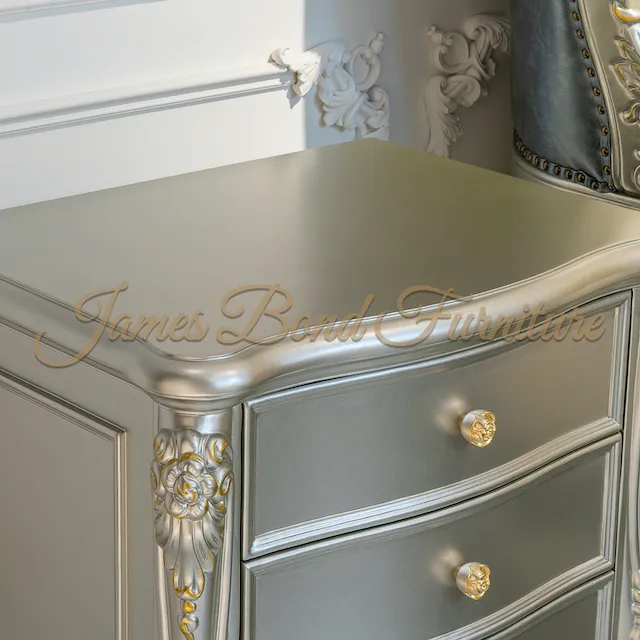 Traditional Cherry Nightstands Italian Luxury Classic Furniture-Classic Bedside Table - - James Bond Furniture 3