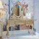 Classic Makeup Table Factory Mahogany Solid Wood/ Black Walnut Veneer/ Pure Copper Plated 24K Gold/ Gold Leaf/ 3D Piano Painting 2