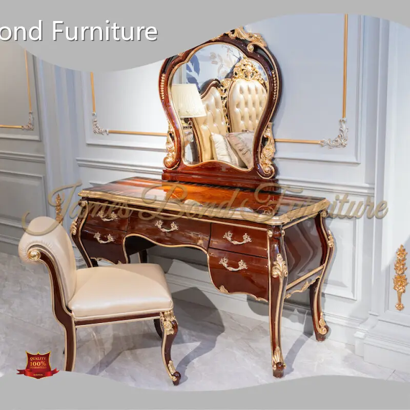 James Bond Furniture Royal Dressing Table Mahogany Solid Wood/Rare Bird's Eyes Wood Veneer/ Rare Sea Shell/ Gold Leaf/ 3D Piano Painting Royal Dressing Tablesupply 1