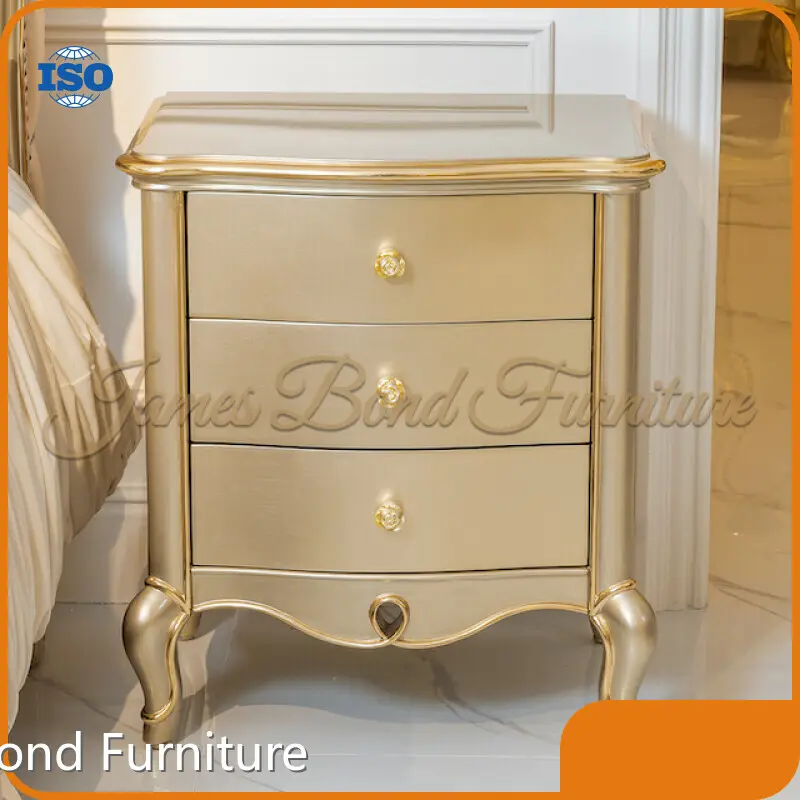 Baroque Nightstand James Bond Furniture European Beech Wood/ Gold Leaf/ 3D Piano Painting/ Mahogany Wood Veneersupplier 1