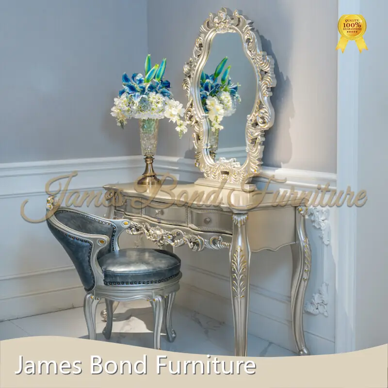 Luxury Royal Dressing Table Manufacturer European Beech Wood/ Gold Leaf/ 3D Piano Painting/ Mahogany Wood Veneer 1