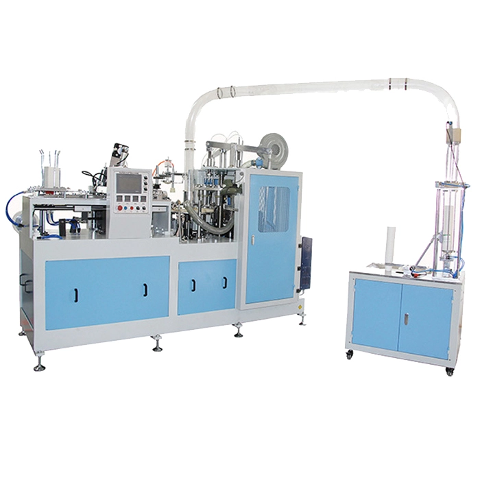 Máquina para fabricar vasos de papel y vidrio con recolector automático 1