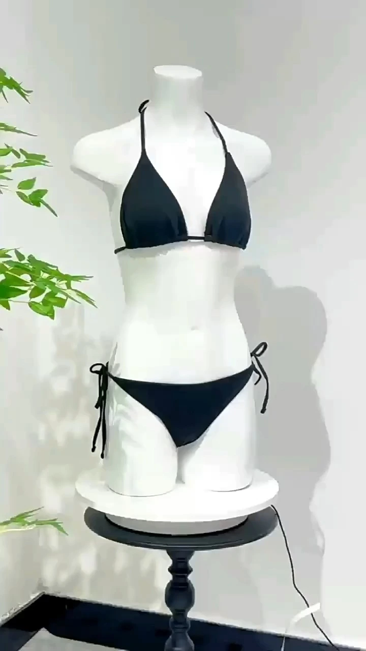 Naisten muotisuunnittelun kaksiosaiset uimabikinit, ympäristöystävälliset puhtaan väriset stringbikinit. Räätälöidyt, solmittavat seksikkäät kolmiobikinit 1