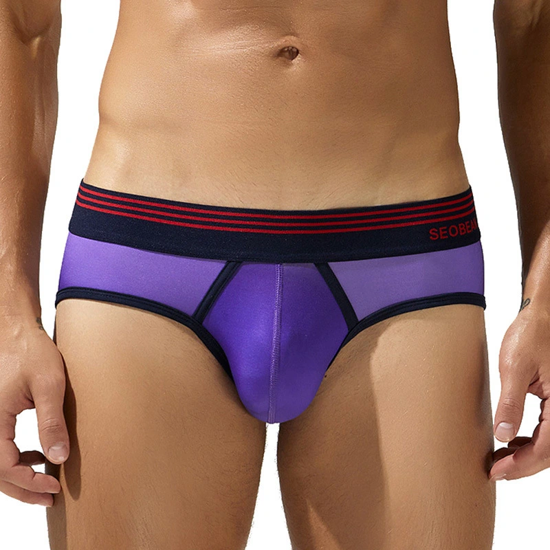 Man's fashionable design contrast color model fabric man's brief man's underwear.Customized logo design emboriedey waist band man's underwear 1