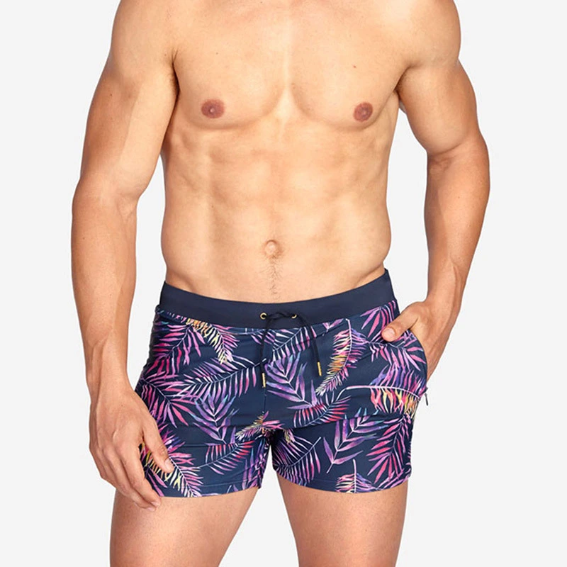 GZFZ-AXH121 MENS Bikini Briex Beach Pantming Pants Leaf Leaf Printed Men's Swimming Strunks Eco Friendly Friendly 1