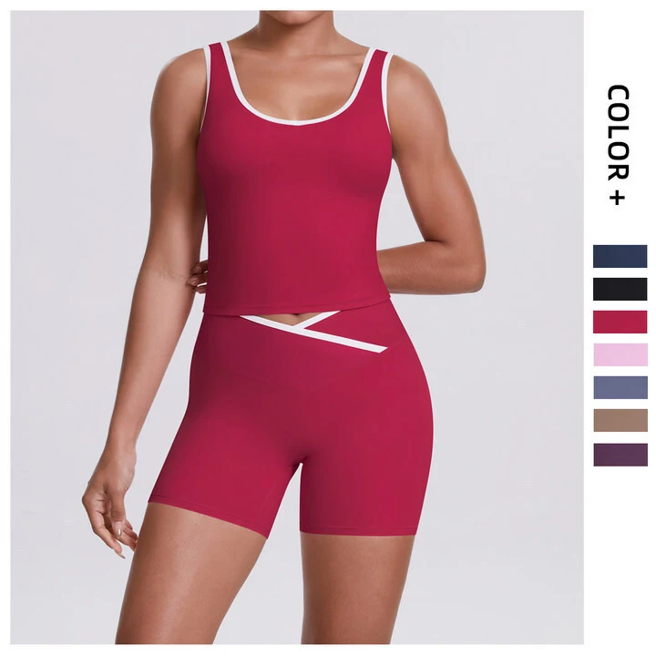 Éadaí spóirt paistí TT82Y ardchoim breathable dhá phíosa éadaí yoga ildaite ceangailteach soladach 1