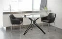 Round Extendable Dining Table Top: Clear Tempered Glass T10mm ; Frame :finish by Black Powder Coating by Comfort Home 7