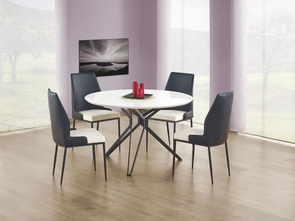 Round Extendable Dining Table Top: Clear Tempered Glass T10mm ; Frame :finish by Black Powder Coating by Comfort Home 5