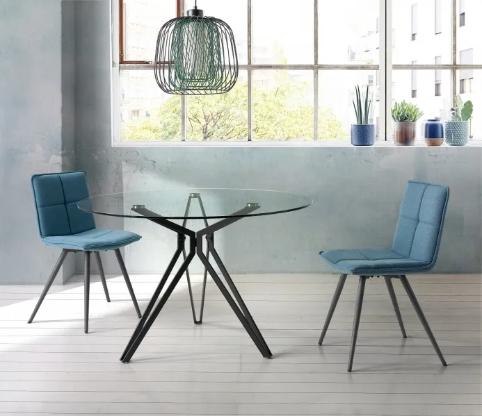 Round Extendable Dining Table Top: Clear Tempered Glass T10mm ; Frame :finish by Black Powder Coating by Comfort Home 4