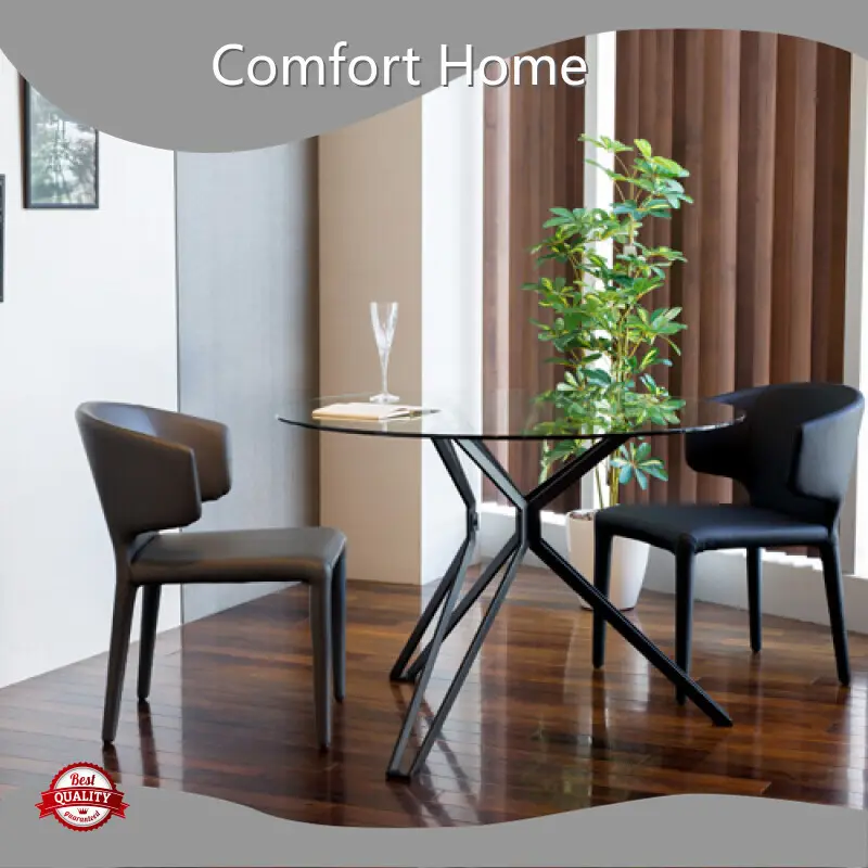 Round Extendable Dining Table Top: Clear Tempered Glass T10mm ; Frame :finish by Black Powder Coating by Comfort Home 1