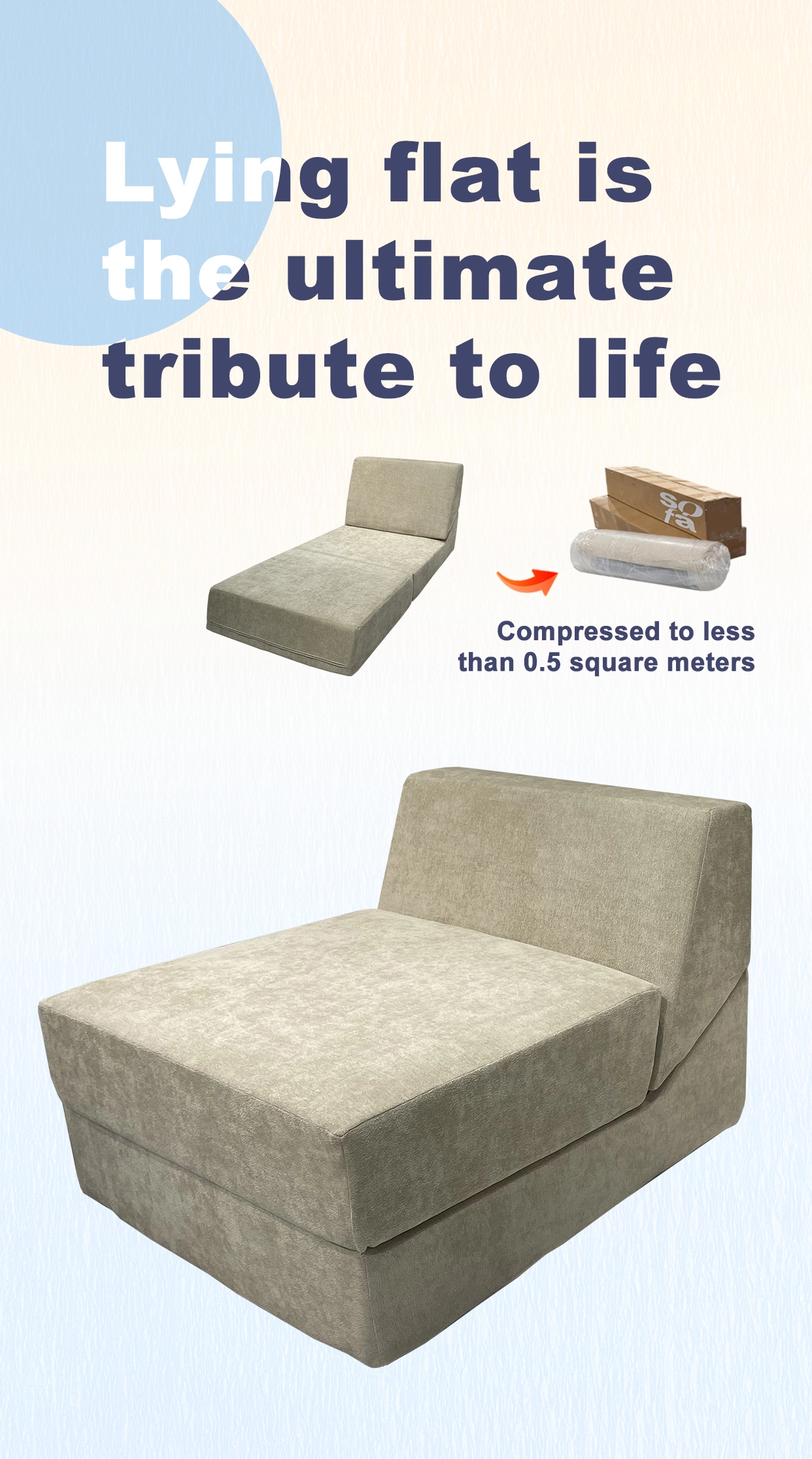Minimally folding single sponge sofa bed, balcony leisure sofa chair 1