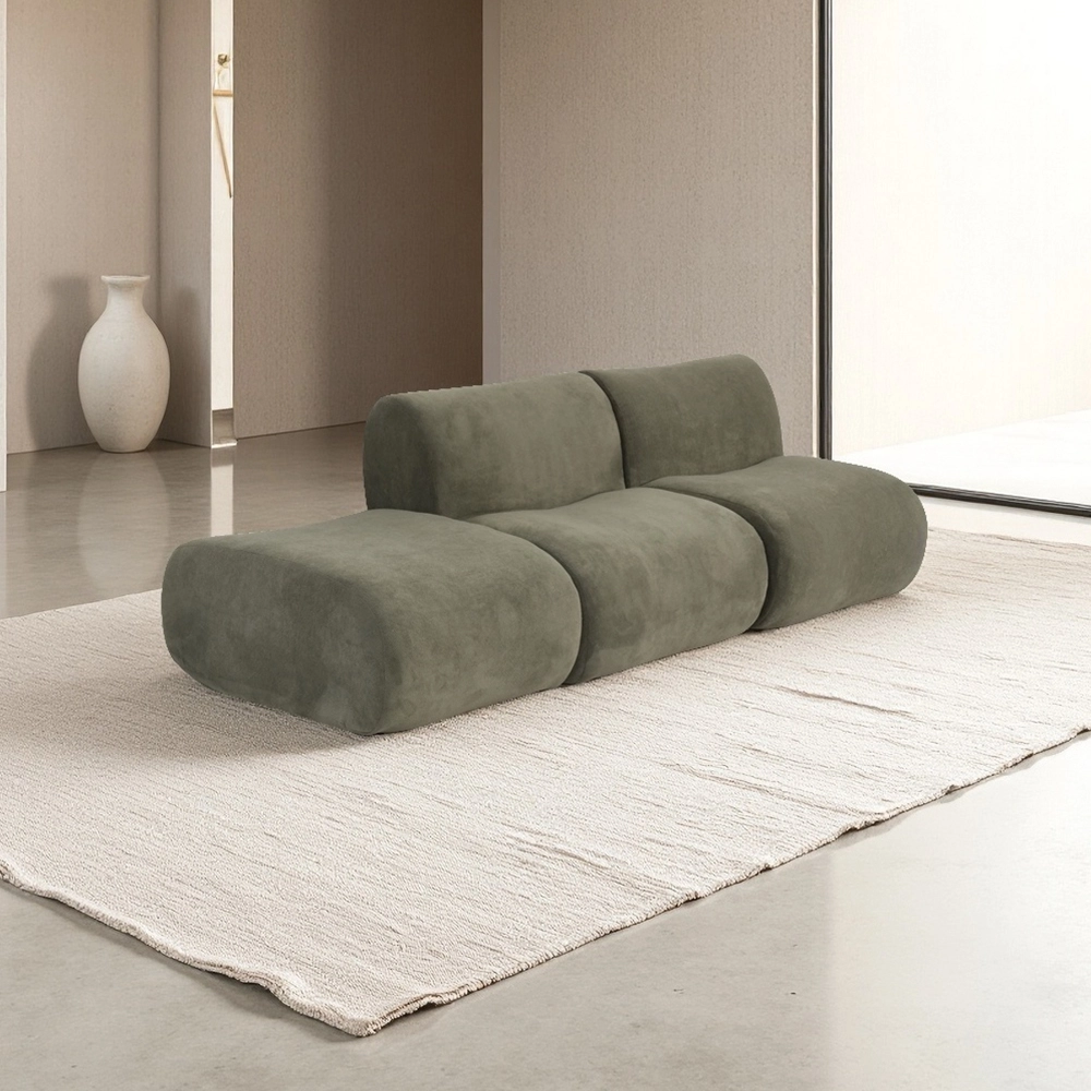 Nordic modern lamb wool straight lined living room designer, black retro module combination, Italian minimalist fabric sofa 1