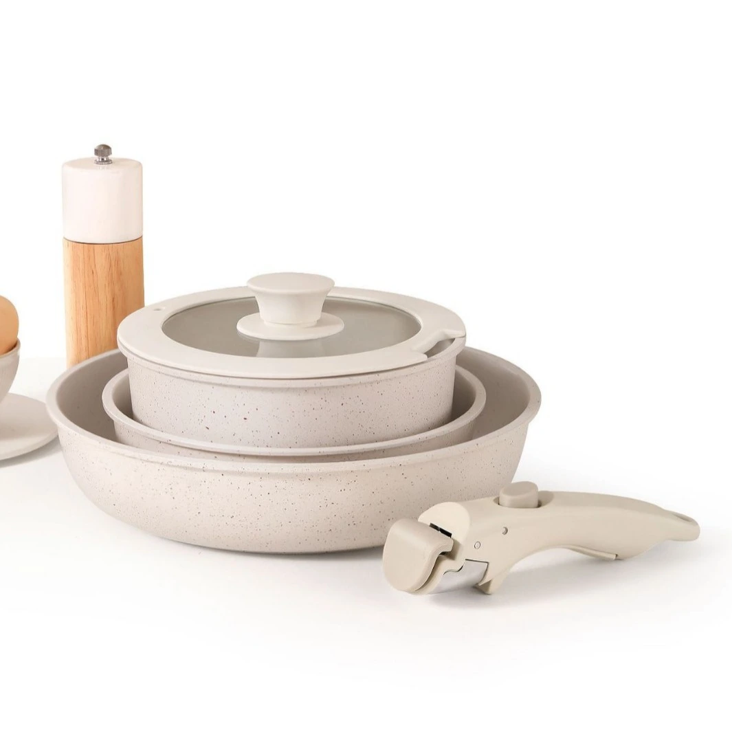 Medical stone Kitchenware Set Cookware Set, Soup Pot with Detachable Handle and Lid 1