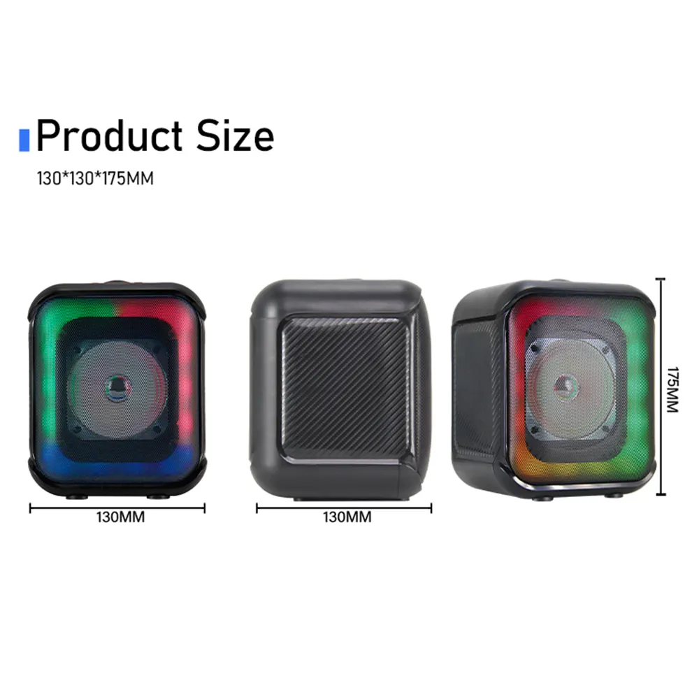 Binko Portable Speaker Black Shell with Color Light Portable Speakerfactory 2