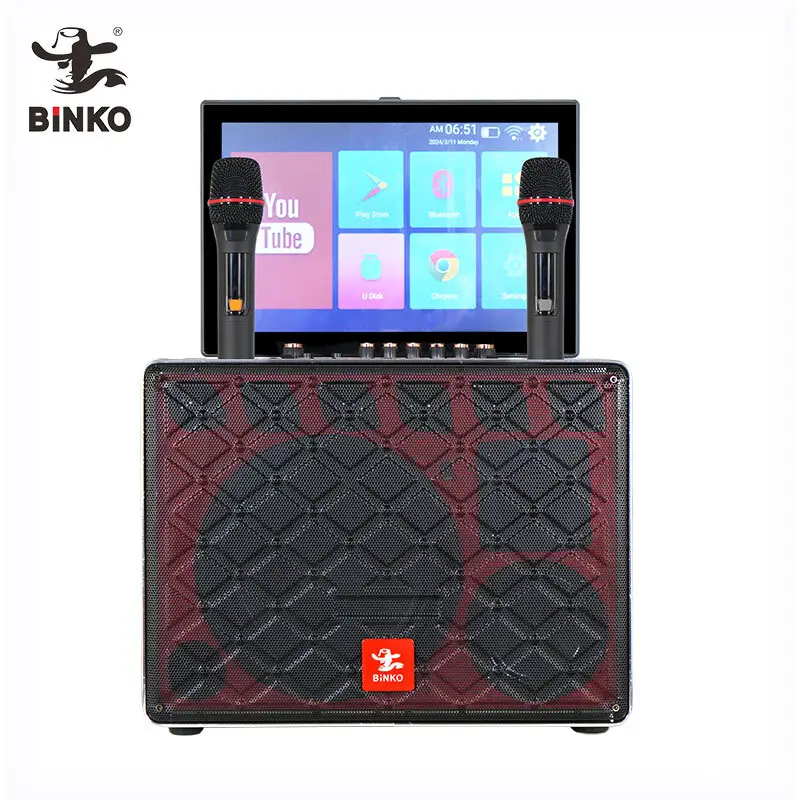 Latestkaraoke Mic Bluetooth Speaker for Ktv BiNKO Black Shell with Color Light 3