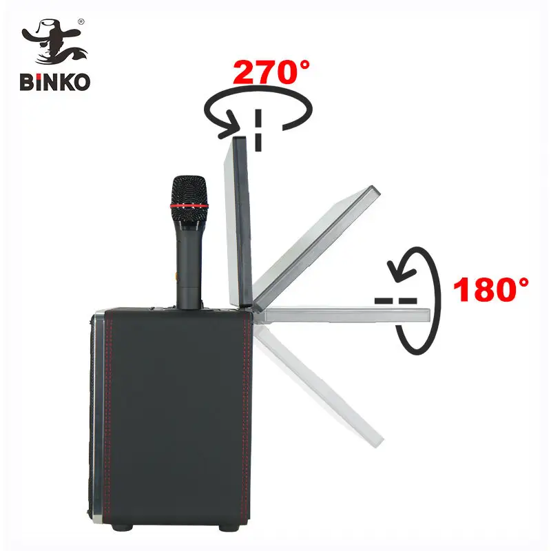 Latestkaraoke Mic Bluetooth Speaker for Ktv BiNKO Black Shell with Color Light 7