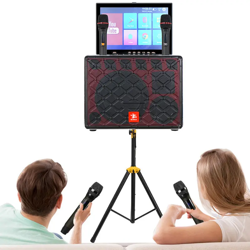 Latestkaraoke Mic Bluetooth Speaker for Ktv BiNKO Black Shell with Color Light 9