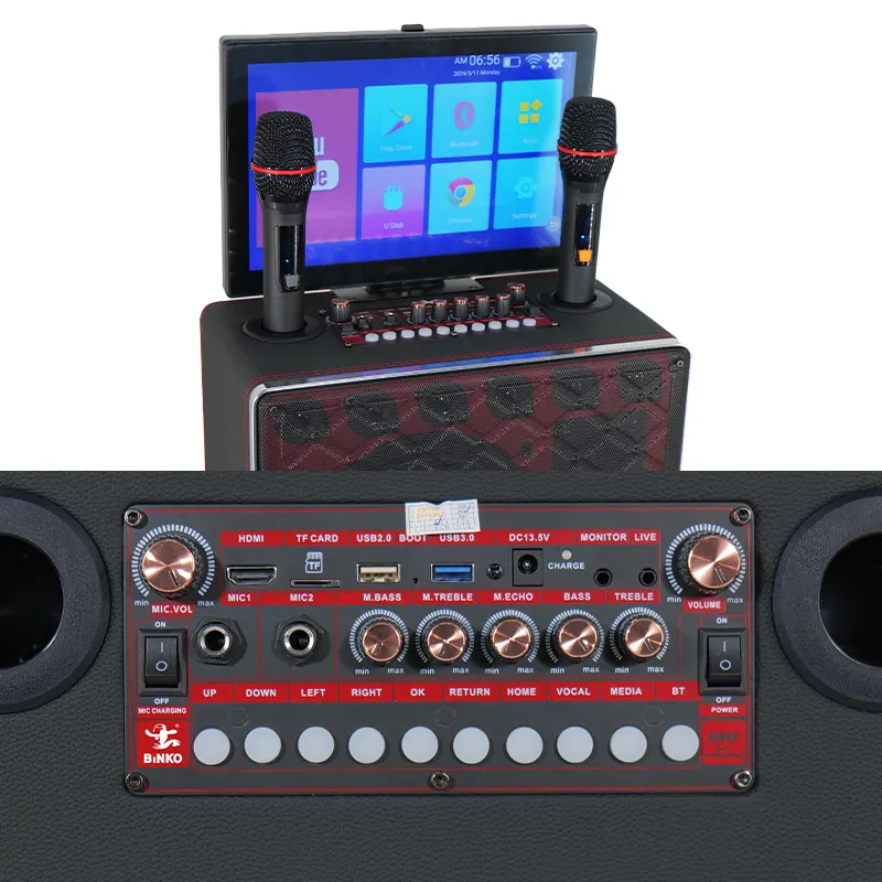 Latestkaraoke Mic Bluetooth Speaker for Ktv BiNKO Black Shell with Color Light 8