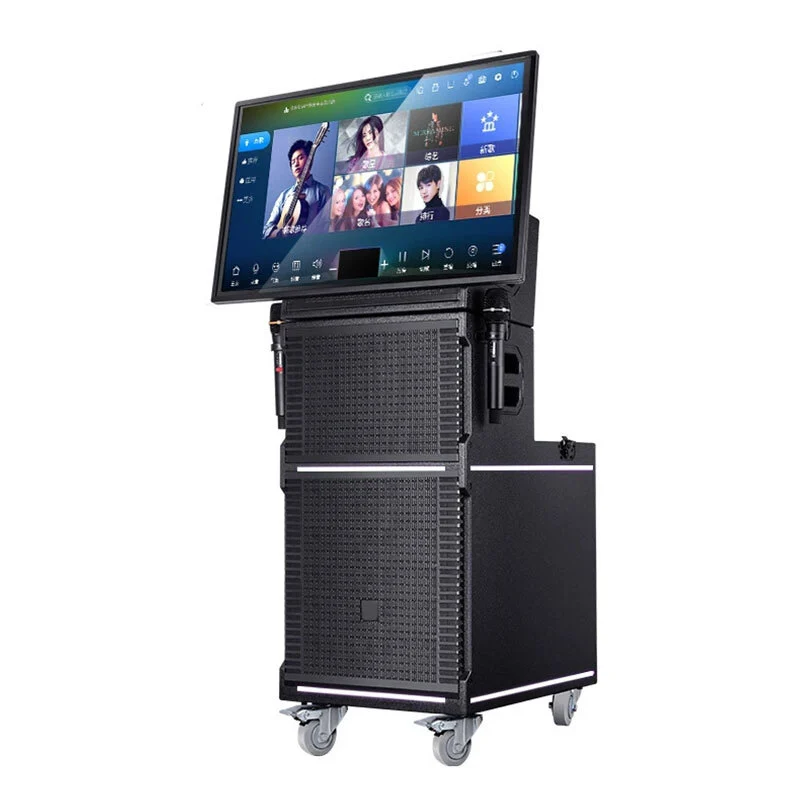 Sonido HIFI de gama alta Sistema familiar de karaoke KTV para cantar en casa, plegable al aire libre, con pantalla inteligente, TV con pantalla de 35 pulgadas, altavoz de madera grande, regalo de promoción para niños y adultos BiNKO X5 1
