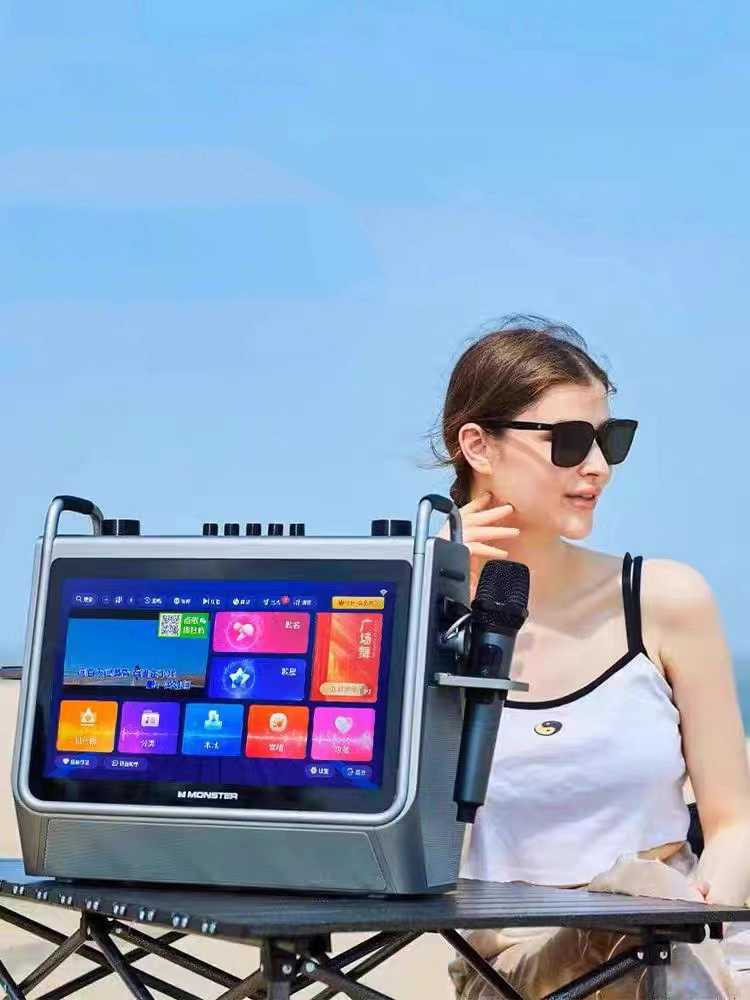 2000 W 20-30 horas de reprodução Digital Smart WIFI Bluetooth Sistema de reprodutor de karaokê Microfone Alto-falante com tela de toque LCD de 17'' Máquina Jukebox Monster S2 BiNKO 1