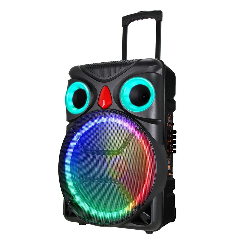 Altavoz portátil de 15 pulgadas con ruedas Carro para exteriores Luz LED RGB Bluetooth Carretilla impermeable Altavoces inalámbricos para acampar en el patio trasero BiNKO ZJZ-152303 1