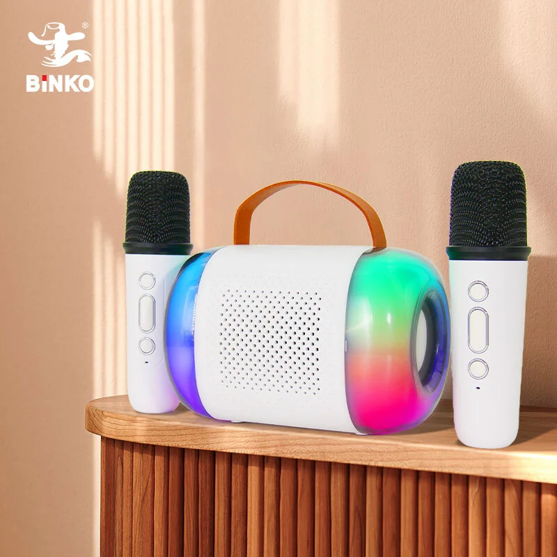 Portable Mini Karaoke Speaker with LED Light BlueTooth Wireless Microphone USB AUX DC/AC Powered for Home KTV Family Parties BiNKO BK-A37 1