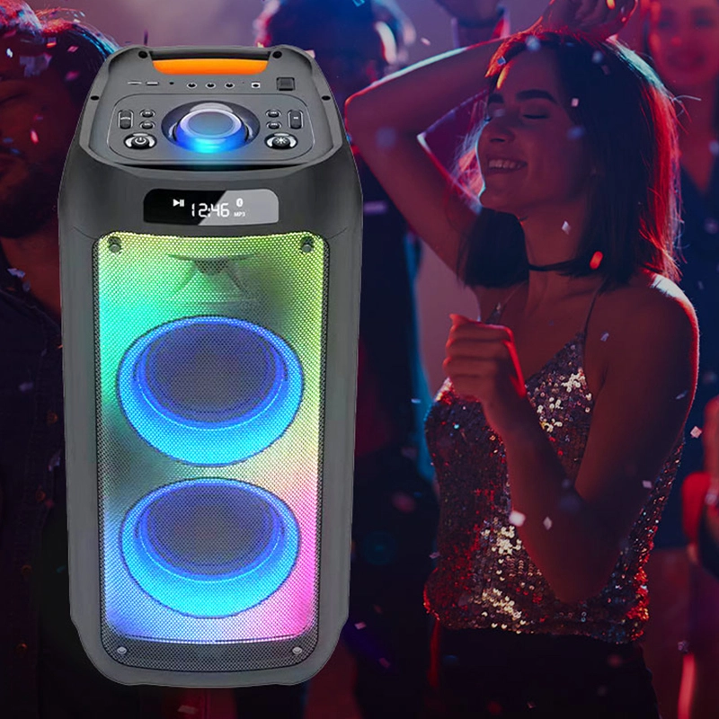 Doble 10 pulgadas 1000W 20-30H Tiempo de reproducción Batería de larga duración Altavoz Partybox Bluetooth Inalámbrico LED Luz RGB para fiesta, camping, al aire libre, hogar BiNKO YX-32109 1