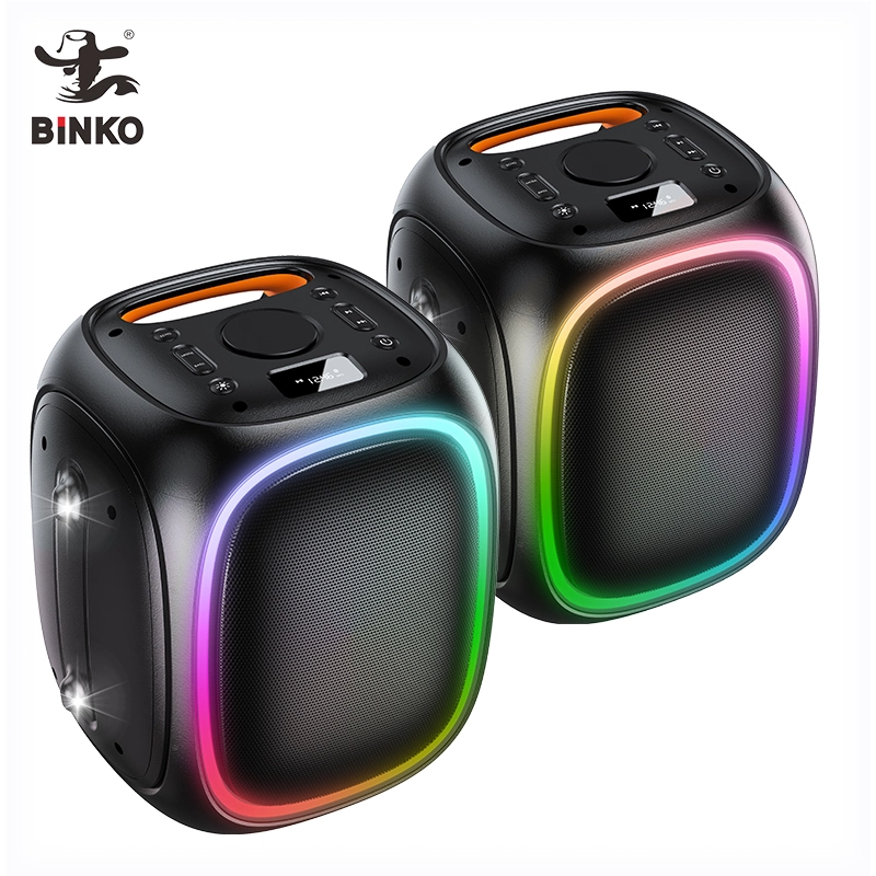 6.5 Inch Woofer Bass Small LED RGB Colorful Flashing Light Speaker Wireless TWS Portable Bluetooth Party Box Up to 20H Playtime For Outdoor Camping Backyard BiNKO YX-6060 1