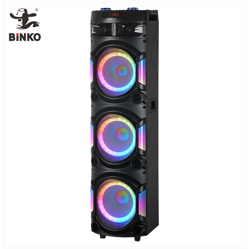 3x12 Inch LED RGB Lighting Party Box 1000w Powerful Bluetooth Big Size Clear Sound Tower BT5.3 Speaker 20-30H Playtime Support USB,SD,FM,Rec,Remote Control BiNKO BK-1213 1
