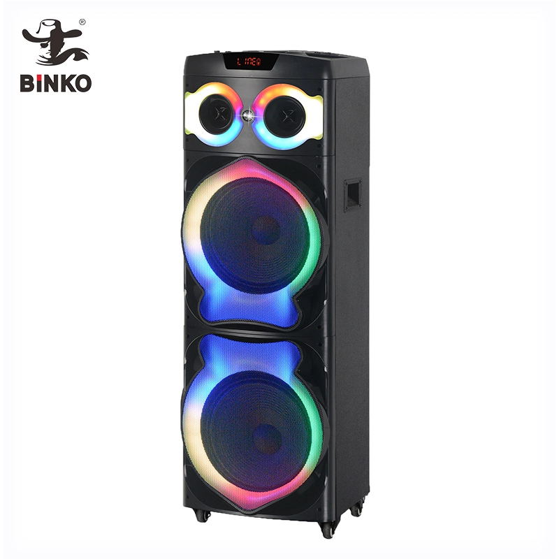 Dual 12'' High End Powered  2000W 20-30H Playtime In Home Audio LED RGB Wireless Charging Clear Sound Party Speaker Support USB,SD,FM,Rec,Remote BiNKO BK-1219 1