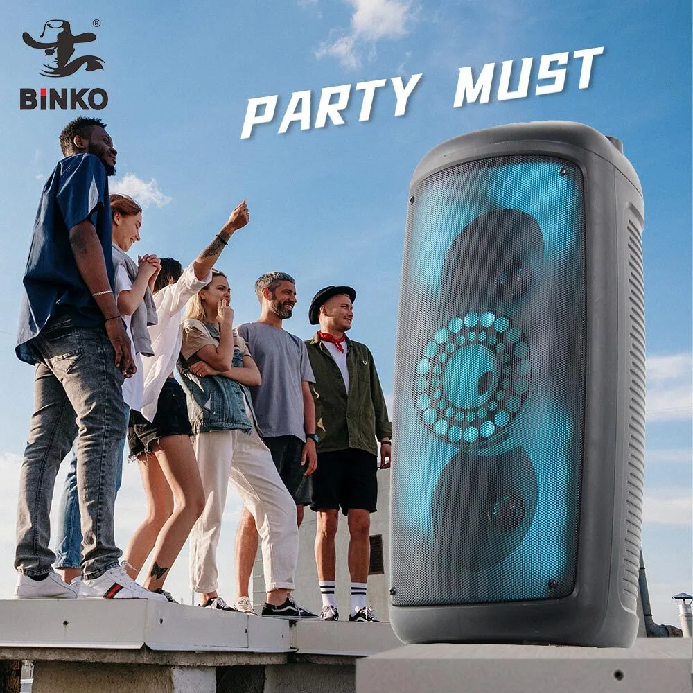 20-30H Tiempo de reproducción Altavoz de karaoke LED para decoración del hogar de 1000 W con micrófono y caja de fiesta Bluetooth Potencia de salida de 15 W Soporte multifunción USB/TF/AUX/MIC BiNKO YX-06001 1