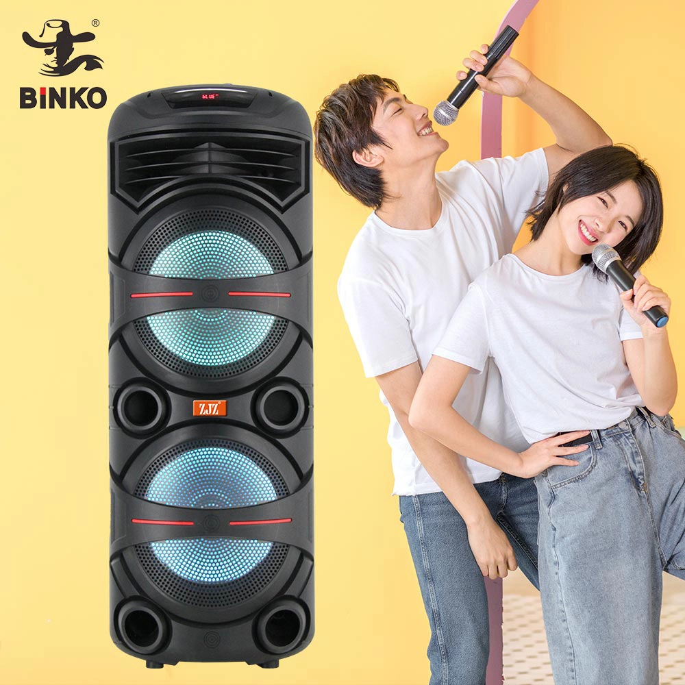 Outdoor Partybox Speaker with Mic Audio System Sound & LED RGB Light Wireless BT Remote Control USB/TF/AUX/MIC Function For Camping/Travel/Beach BiNKO YX-12001 1