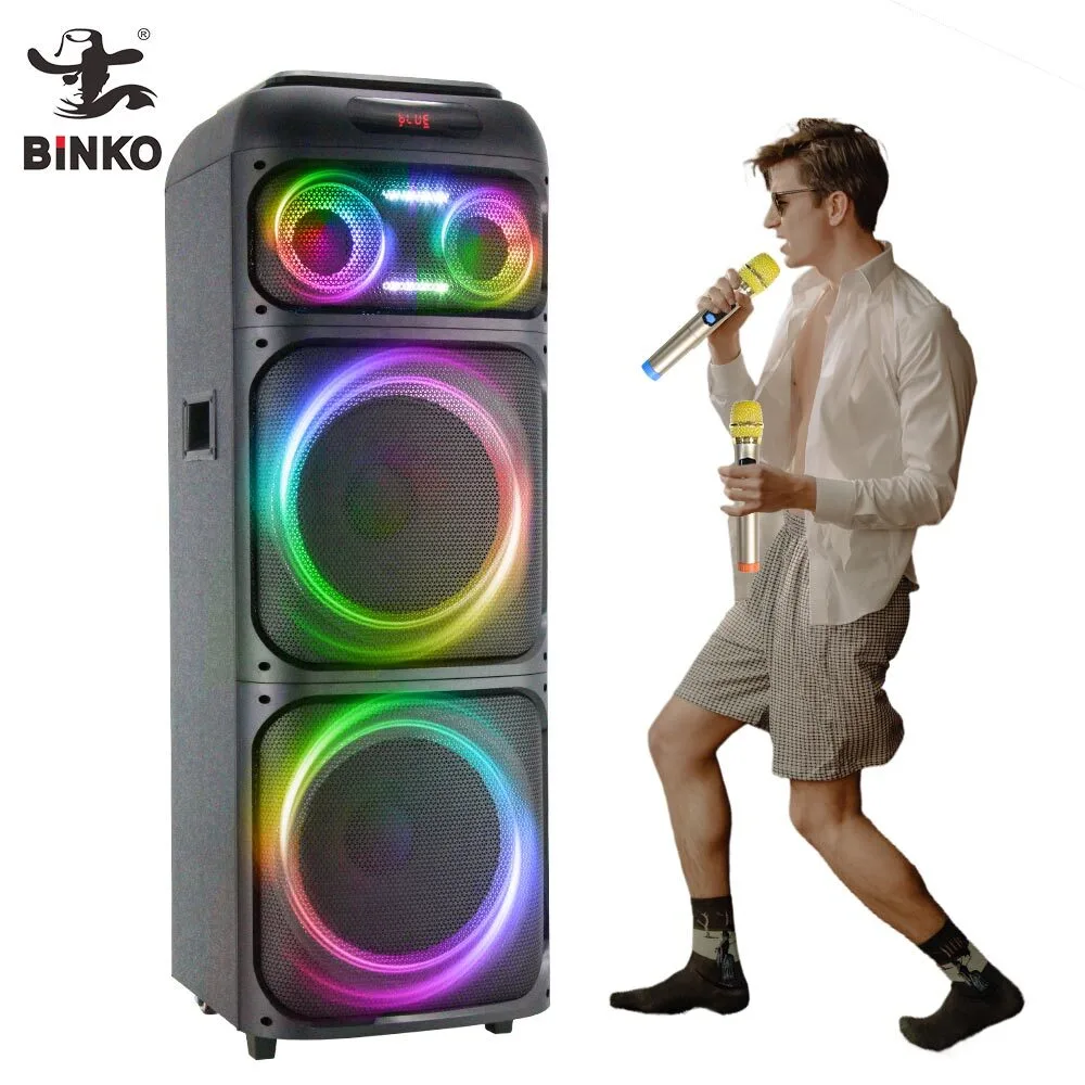 20-30H Playtime 120W Professional Partybox 12'' Big Size Audio RGB LED Lighting Wireless Karaoke DJ Party Speaker Sound Box AC/DC Wholesale BiNKO YX-12002 1