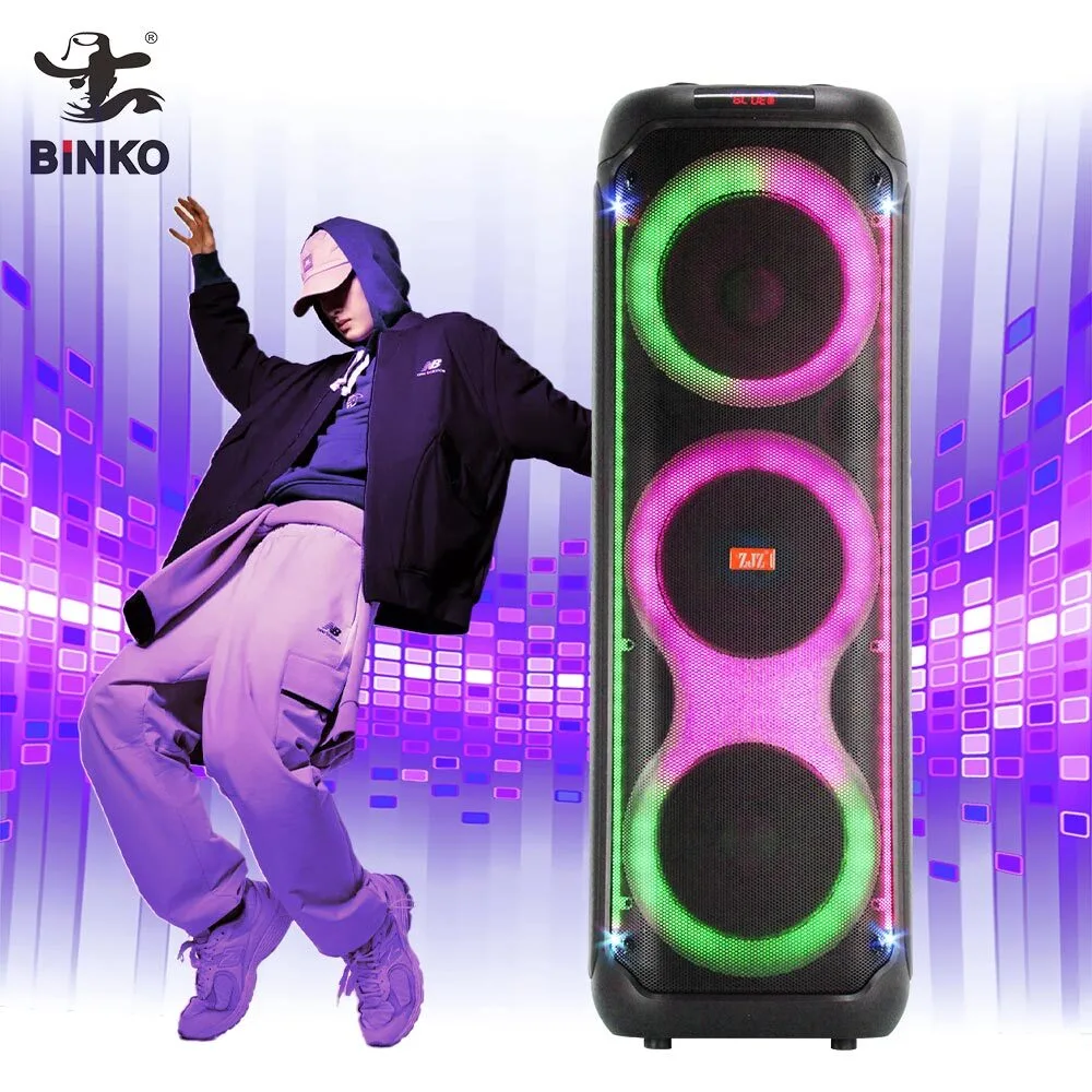 High Power 1000W Tower Party Box Speaker with RGB LED Dynamic Light Effects Super Bass Karaoke Sing&Dancing Speaker With USB/TF/AUX/MIC Input For Outdoor,Travel,Camping BiNKO YX-38002 1