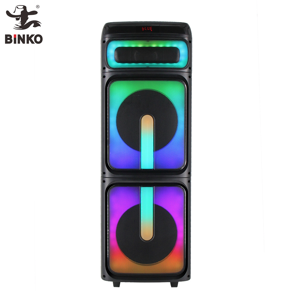 HIFI Wooden Big Size Dual 10 Inch Waterproof Bluetooth Speakers with Light Full Set DJ Sounds System Remote Control Support USB/TF/AUX/MIC Partybox BiNKO YX-1026C 1