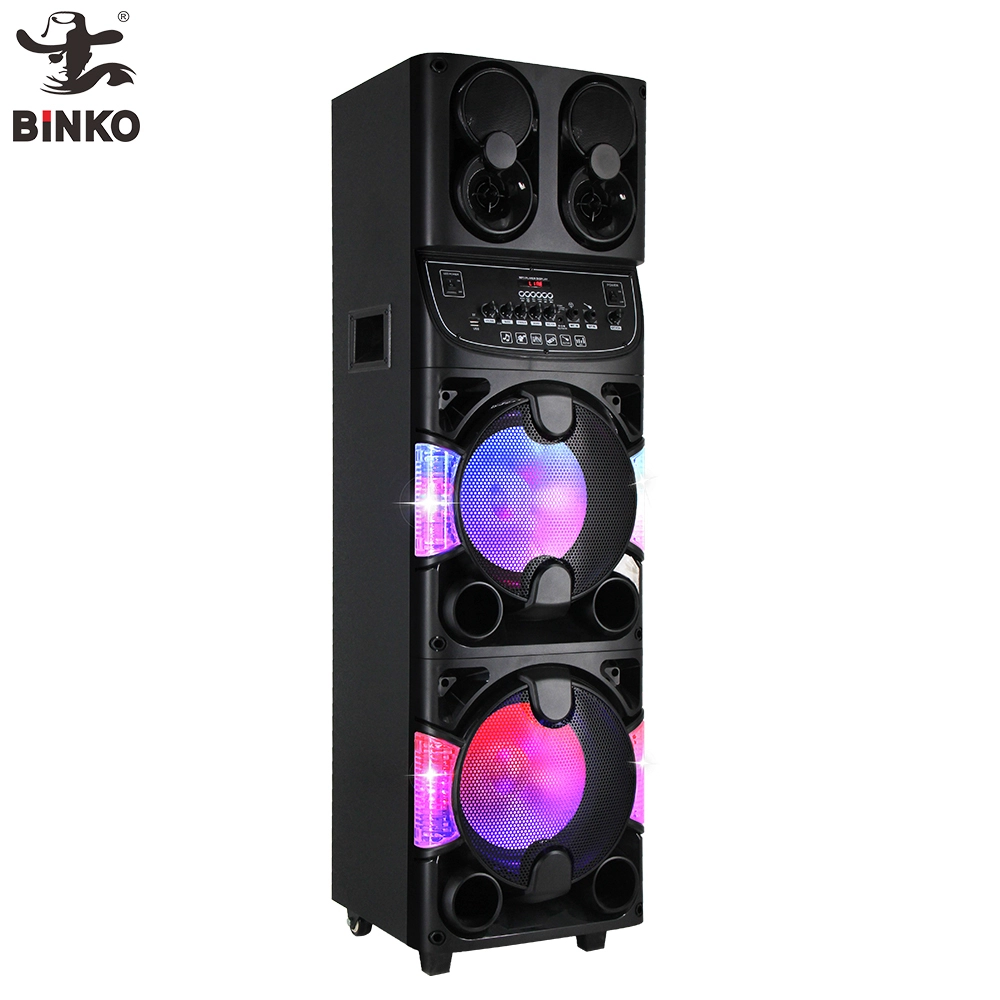 Large 10-Inch Bluetooth Subwoofer with Wheels and RGB LED Lighting Karaoke Feature Aux Communication For Parties,Beach, Travel,Outdoor Wooden Speaker BiNKO YX-MS1026 1