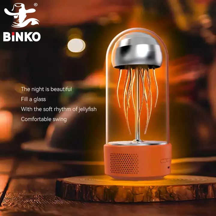 Portable Mini Bluetooth Speaker with RGB LED Lighting Small Size Jelly Fish Design Aux Communication for Computer Use,Party,Camping,Home Decor BiNKO BHSG-1 1