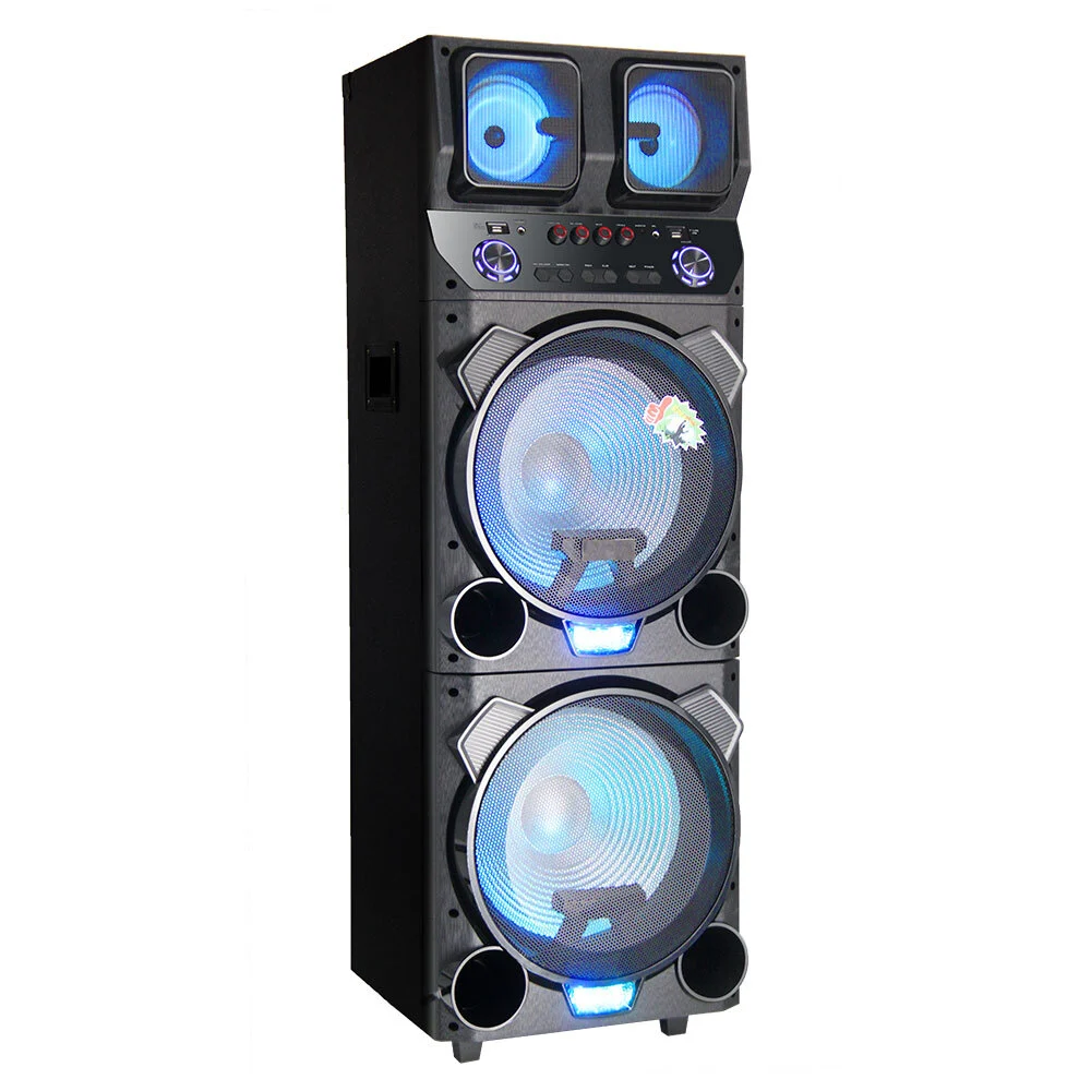 20-30H Playtime Home Theater Sound System Dual 15 Inch Boombox with Bluetooth and LED RGB Light Kalonka Big Size Wooden Speaker BiNKO BK-1599 1
