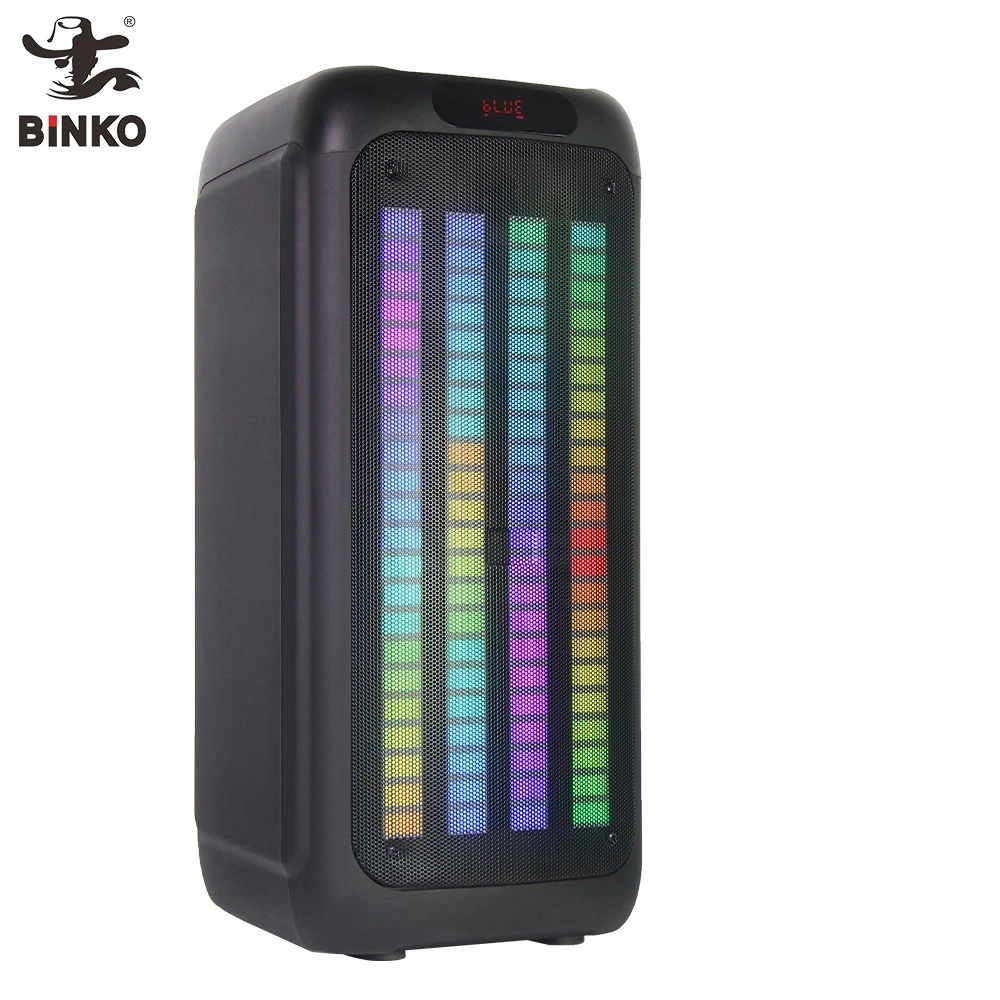 Double 8 Inch Wireless LED RGB BT Partybox Speaker Dynamic Changing Light Remote Control AC/DC Power Source Support USB/TF/AUX/GT/MIC BiNKO ZJZ-2080C 1