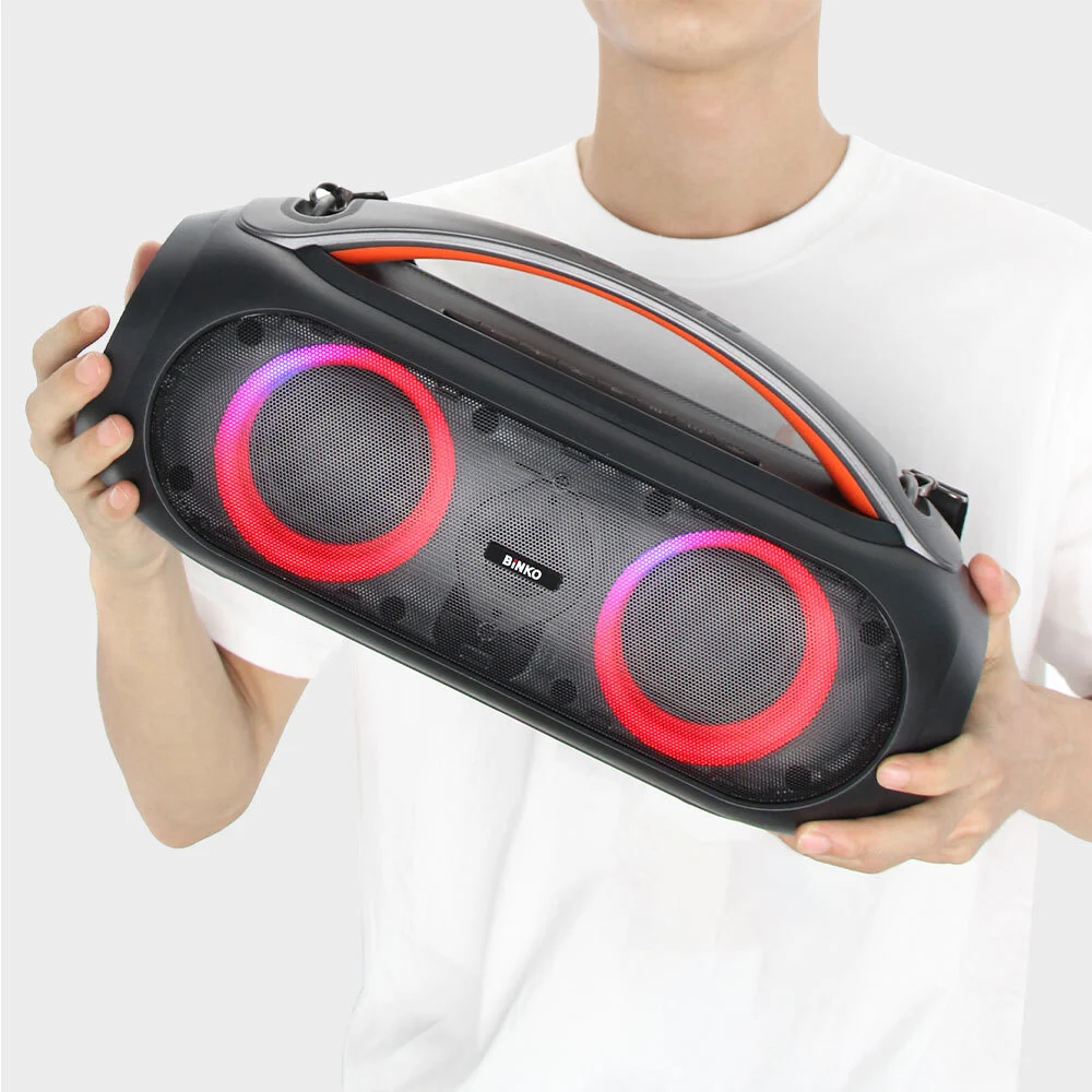 Portable Handle Wireless Speakers Strong Bass 80W Subwoofer Party Outdoor Stereo Bluetooth USB AUX IPX5 Waterproof Plastic With Shoulder Strap Boombox BiNKO BK-X10 1