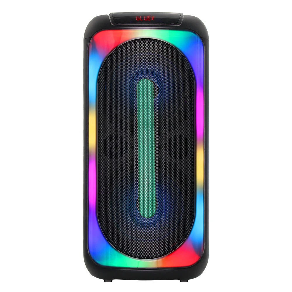 20-30H Playtime Dual 8 Inch Rechargeable Outdoor Portable Karaoke Bluetooth Speakers Partybox RGB LED Flame Lighting Speaker BiNKO MD4-0808 1
