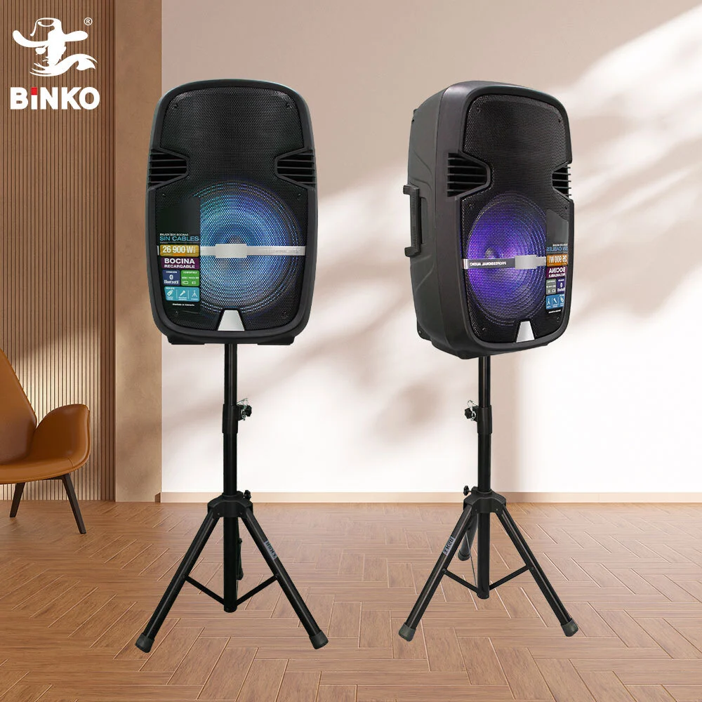 Juego de karaoke inalámbrico profesional para exteriores de 15 pulgadas Monitores de estudio Bluetooth de alta calidad USB AUX Música alta Sistema de par TWS con iluminación RGB para rendimiento BiNKO PAK-9015 1