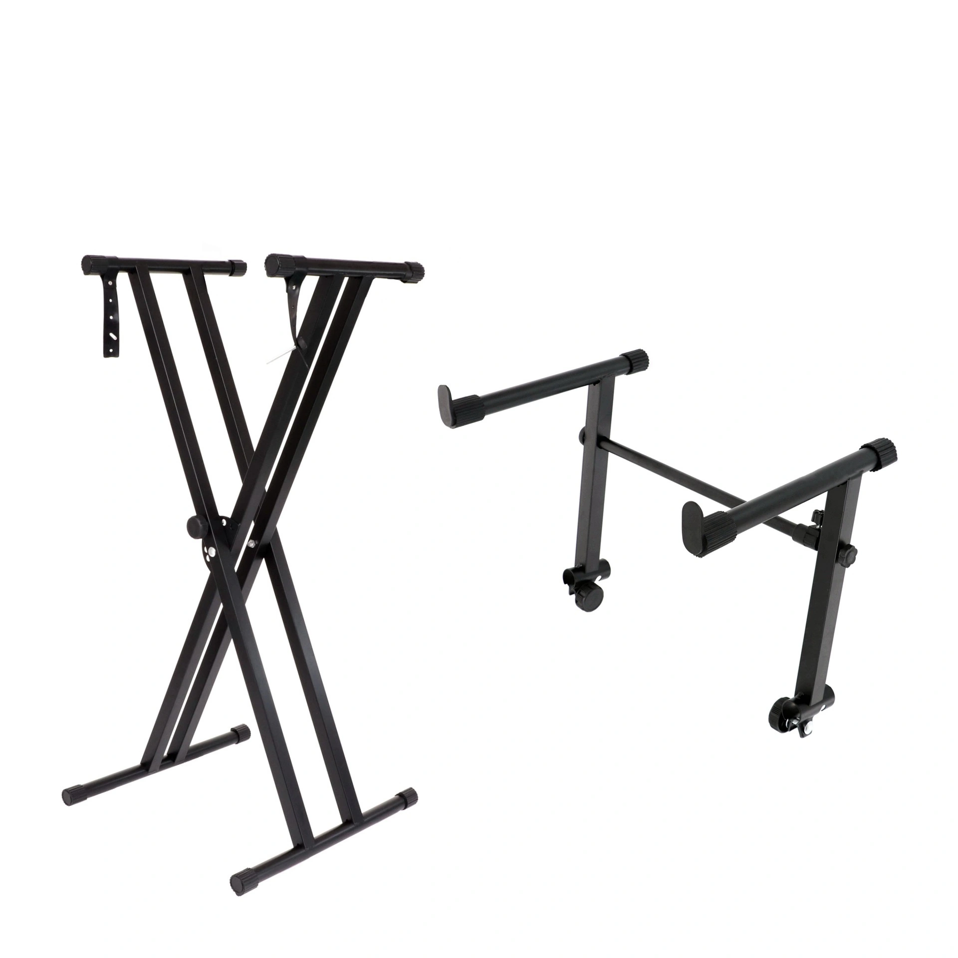 Soporte para teclado de piano de alta resistencia, doble X, preensamblado, infinitamente ajustable con correas de bloqueo, negro 1