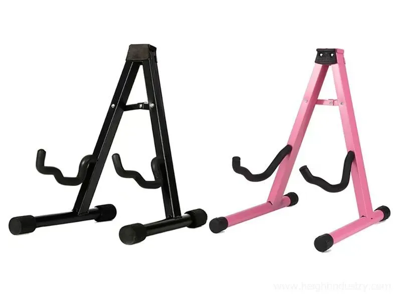 Adjustable Guitar Folding A-Shape Frame Stand for Acoustic and Electric Guitars with Non-Slip Rubber and Soft Foam Arms, Fully Assembled, Black 1