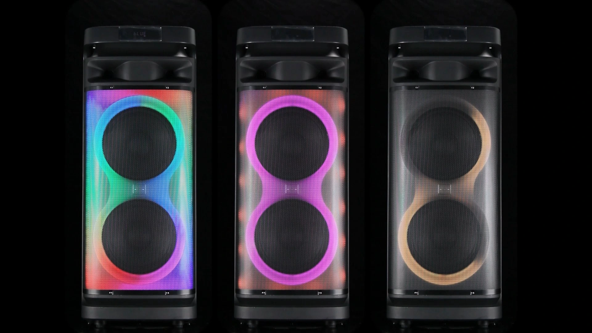 Binko Portable 2x10 Inch MP3 Karaoke Speaker for Bluetooth Smart Home Party Box with RGB LED Lighting Full Range Sound 1