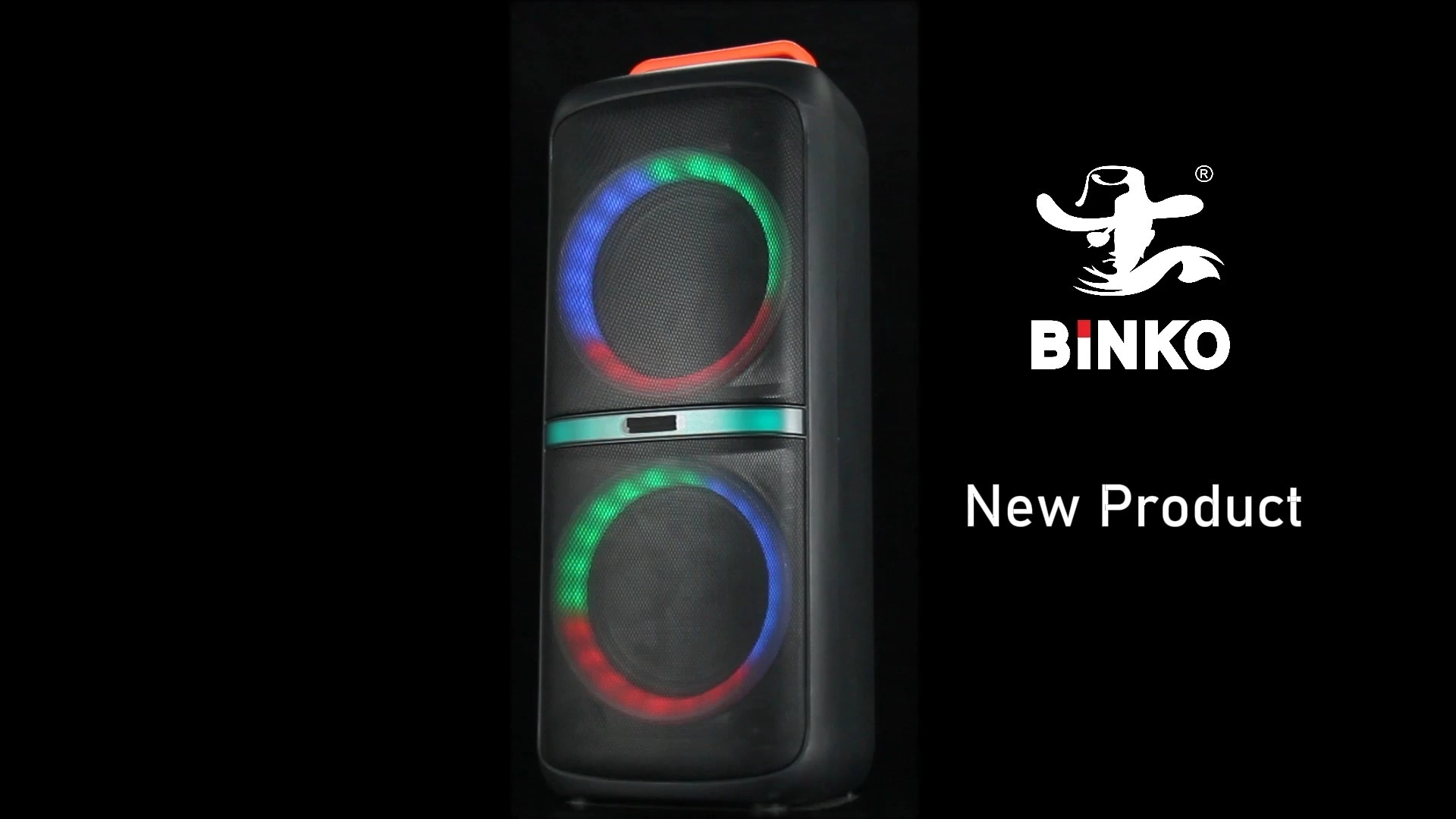 Altavoz de karaoke portátil Binko de 2 x 8 pulgadas para fiestas en casa inteligente con Bluetooth y sonido de rango completo con iluminación LED RGB. 1
