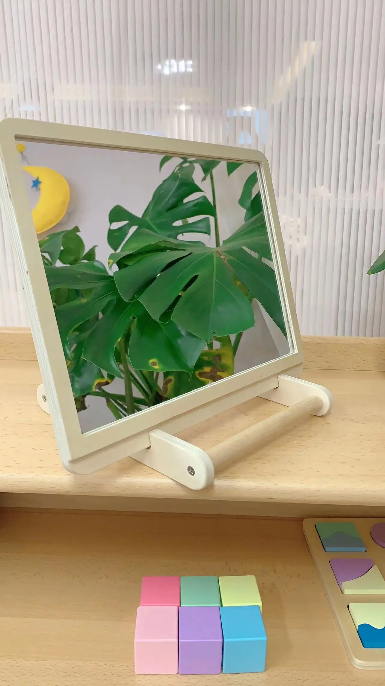 Hàng Mới Về Bằng Gỗ Montessori Bé Hộp Đồ Chơi Sơ Sinh Bộ Gương Và Chân Đế Thẻ Dành Cho Trẻ Em 4
