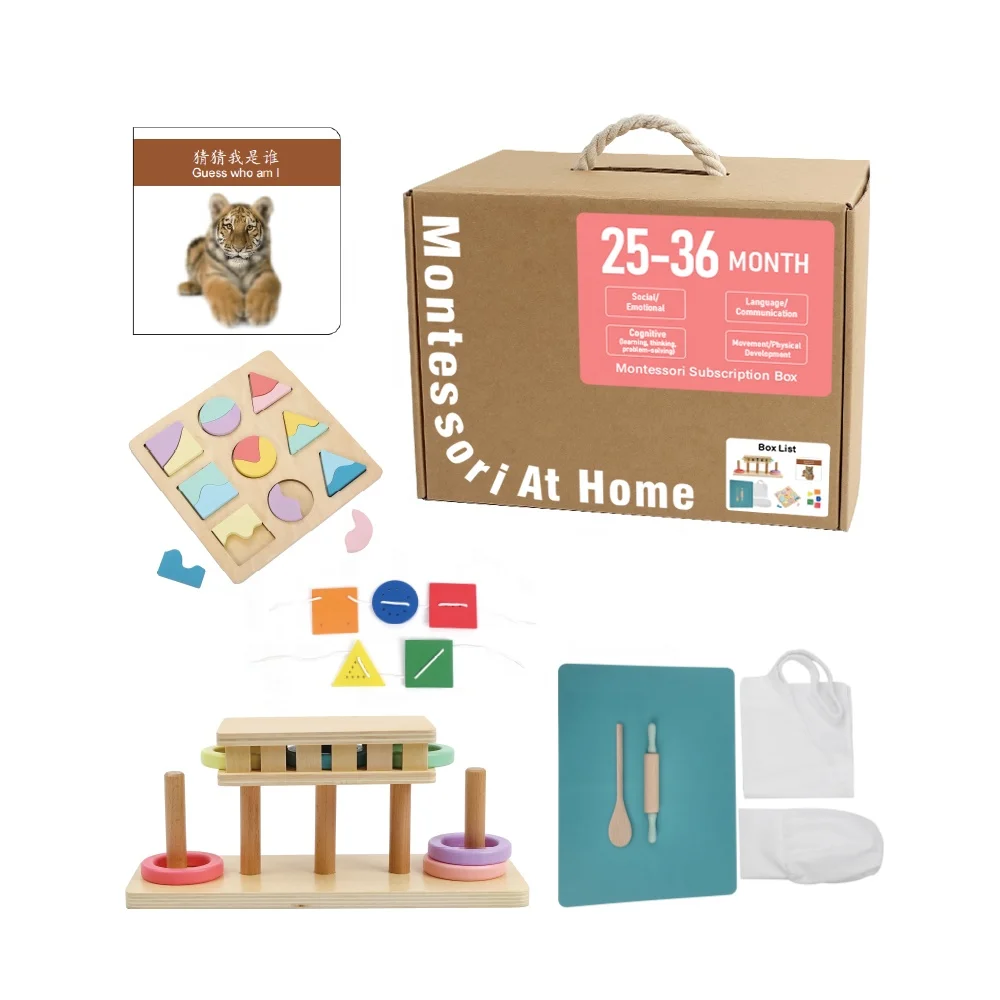 Đồ chơi bằng gỗ Montessori Hộp đăng ký giáo dục sớm Hộp giáo dục 25-36 tháng 1