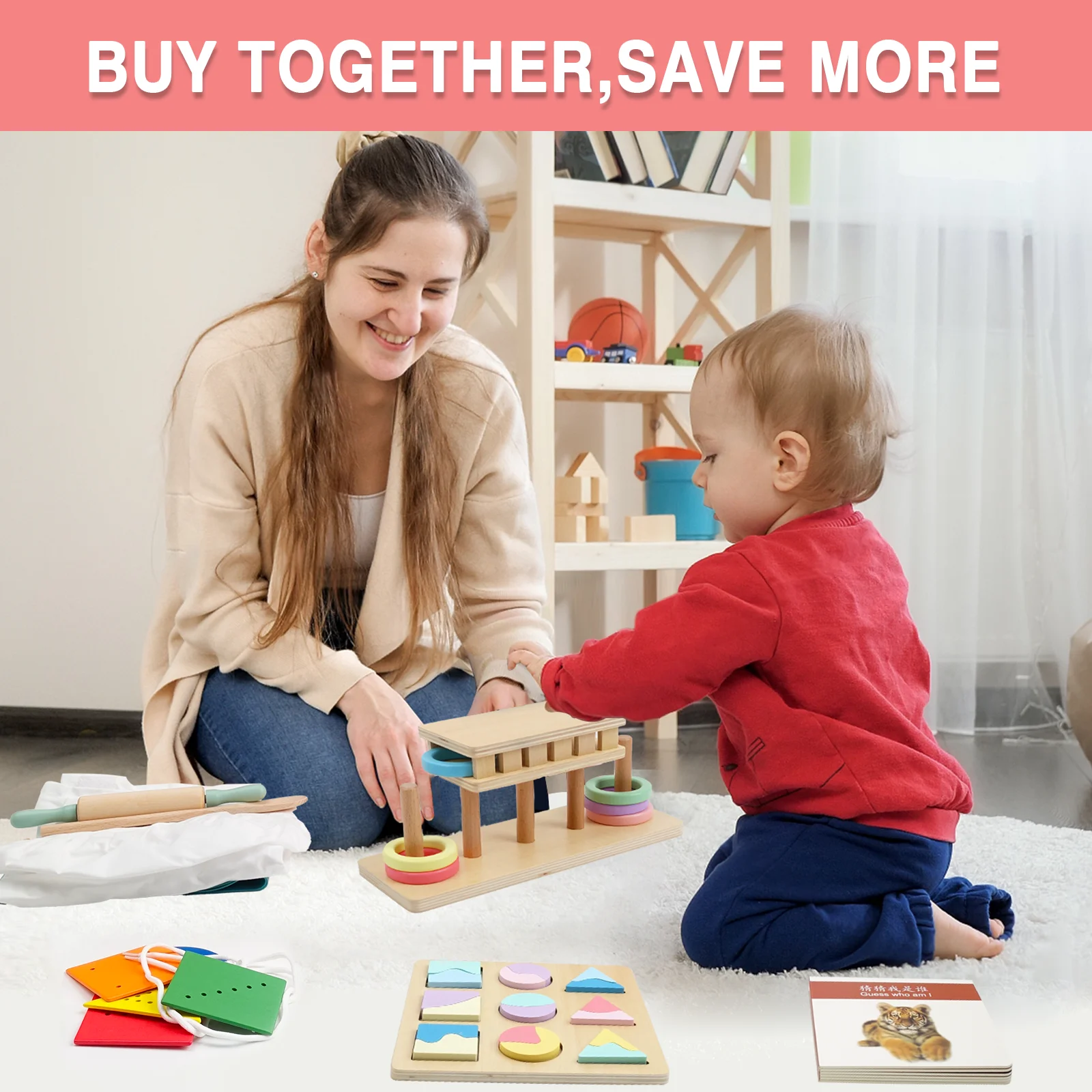 Đồ chơi bằng gỗ Montessori Hộp đăng ký giáo dục sớm Hộp giáo dục 25-36 tháng 6