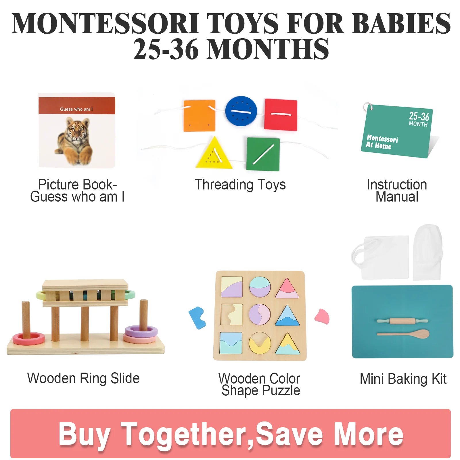 Đồ chơi bằng gỗ Montessori Hộp đăng ký giáo dục sớm Hộp giáo dục 25-36 tháng 4